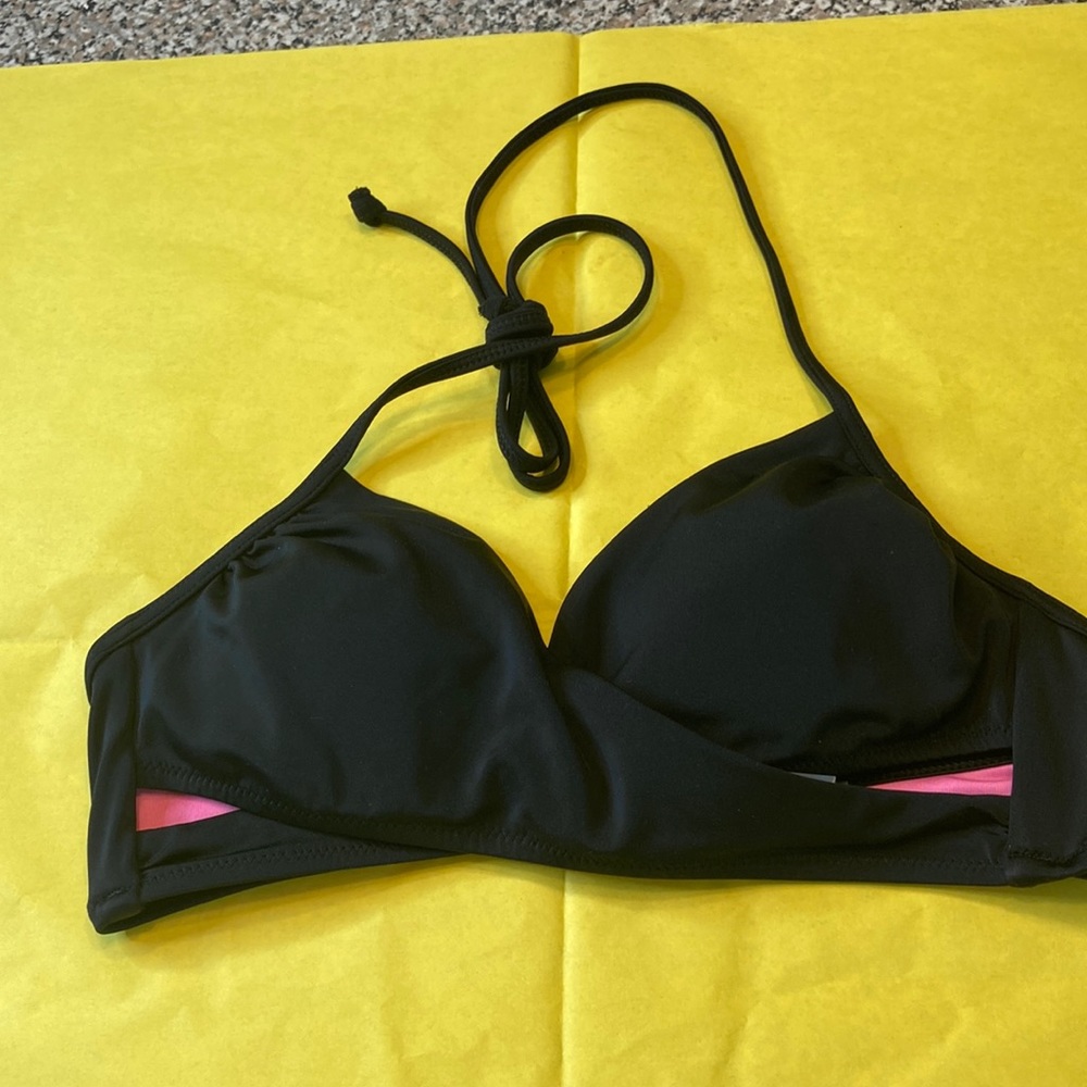 PINK cut out black bikini top